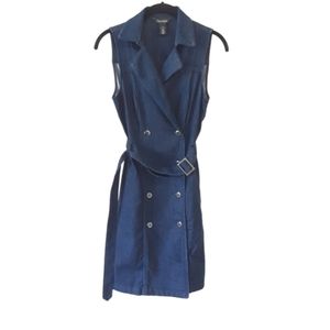 White House Black Market Women's Size 2 Sleeveless Denim Belted Trench Dress